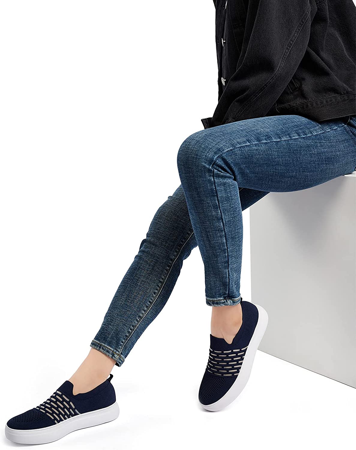 Women Slip On Casual Shoes - Lightweight Breathable Mesh Flexible Walking Sneakers