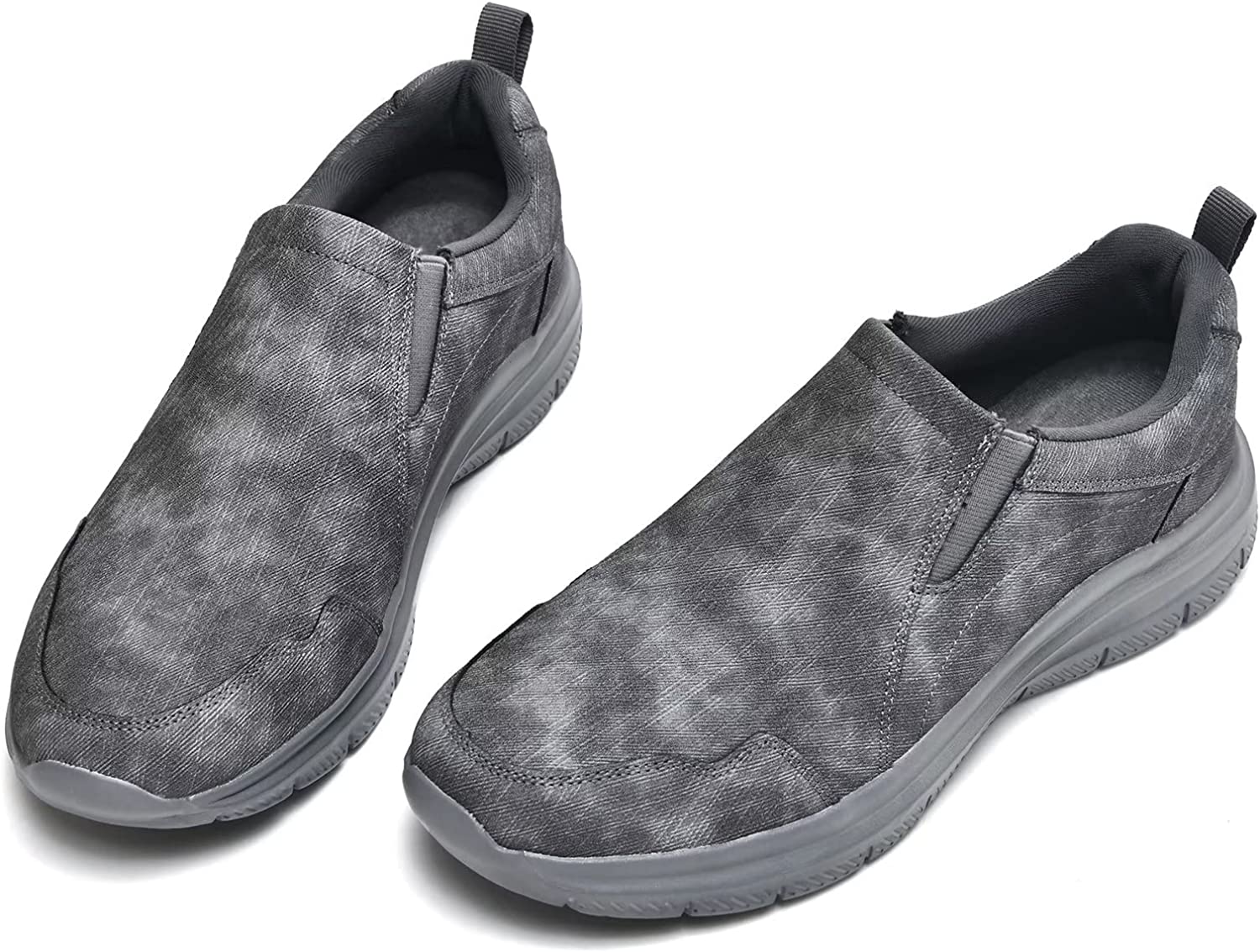 Mens Slip-on Walking Shoes Casual Loafer Comfortable Soft Daily Work Driving Flats Shoes Dark Grey