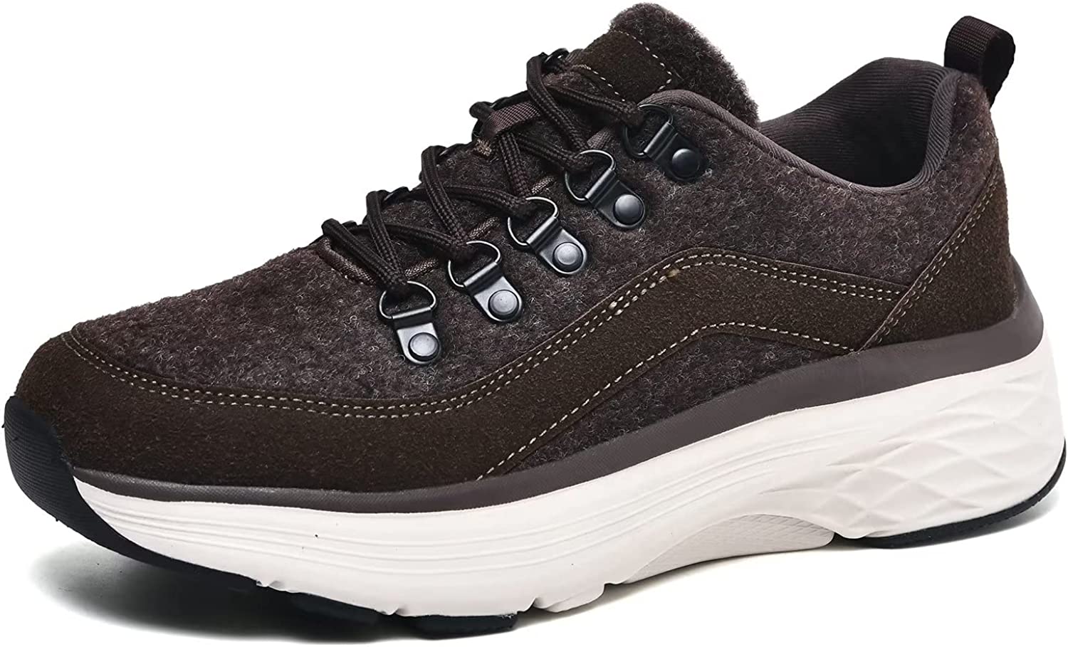 Womens Winter Walking Shoes Comfortable Non-Slip Sneaker Ladies Lace-up Warm Tennis Shoes