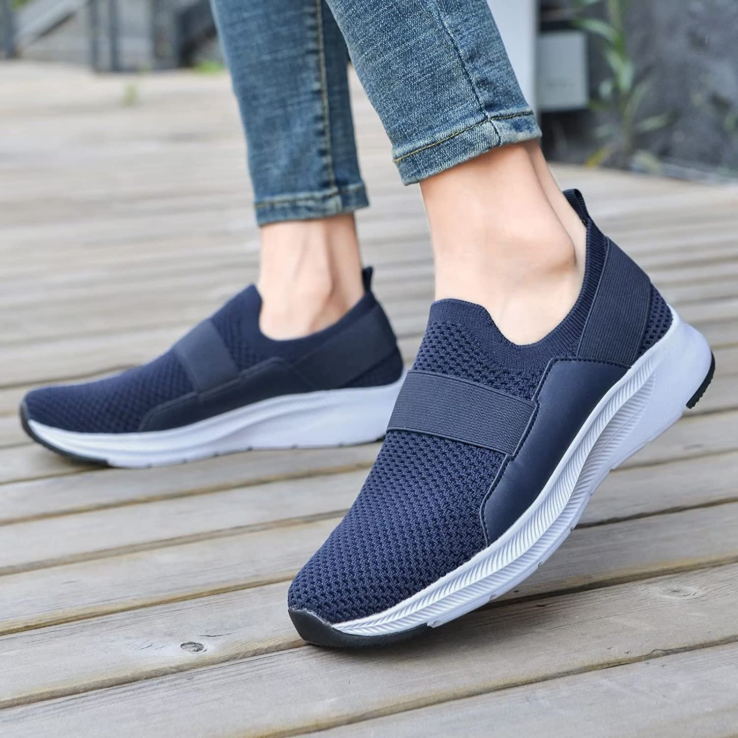 Women Casual Slip-on Walking Tenni Shoes -Comfortable Gym Running Yoga Sneaker