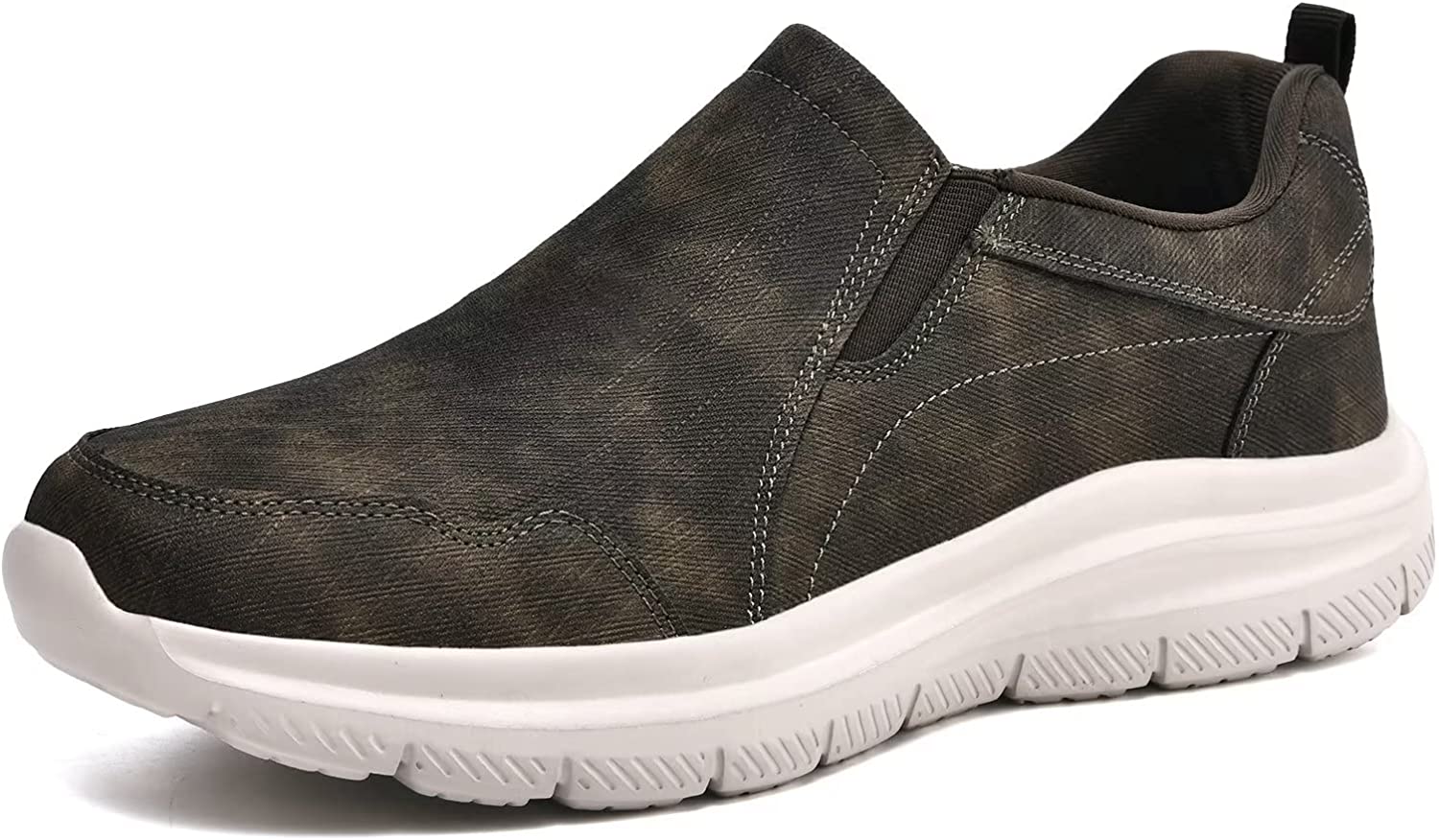 Mens Slip-on Walking Shoes Casual Loafer Comfortable Soft Daily Work Driving Flats Shoes Army Green