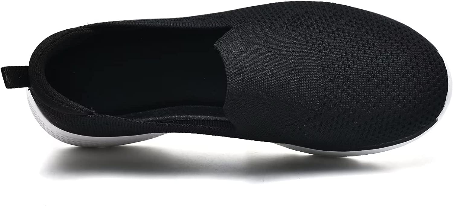 Women Casual Slip-on Walking Running Shoes - Breathable Workout Gym Work Sneaker Black