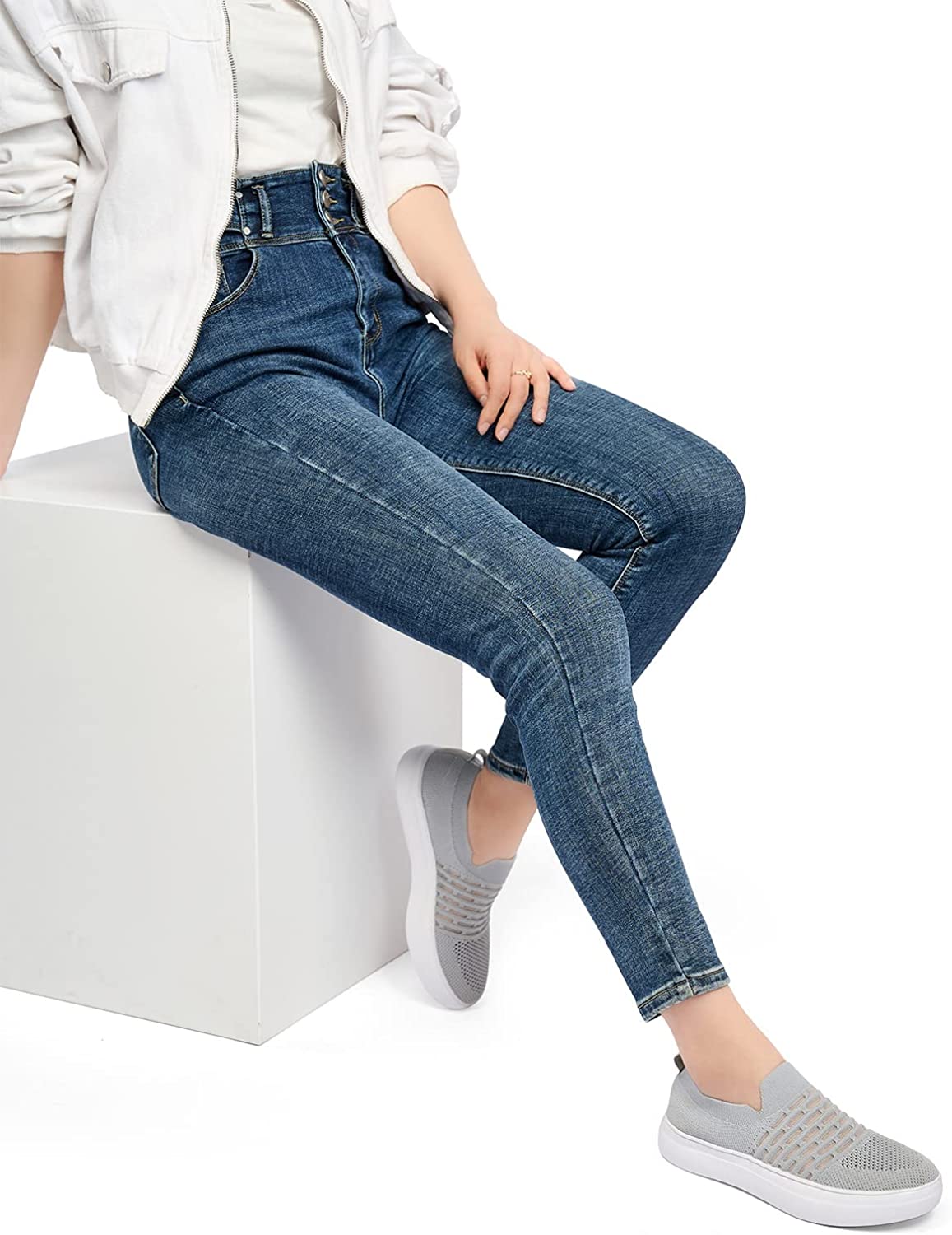 Women Slip On Casual Shoes - Lightweight Breathable Mesh Flexible Walking Sneakers