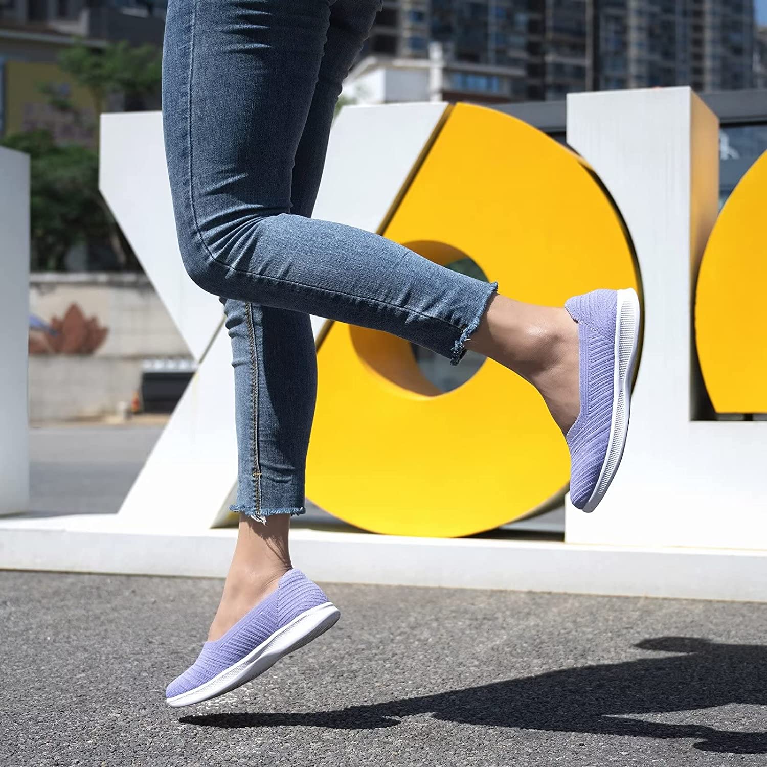 Womens Slip On Walking Shoes Breathable Mesh Casual Flats Shoes Low-Top Lightweight Loafers