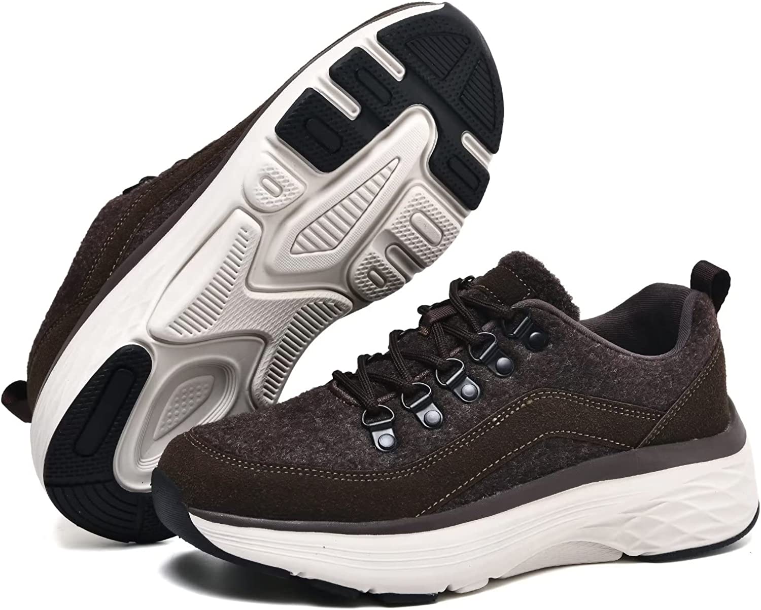 Womens Winter Walking Shoes Comfortable Non-Slip Sneaker Ladies Lace-up Warm Tennis Shoes