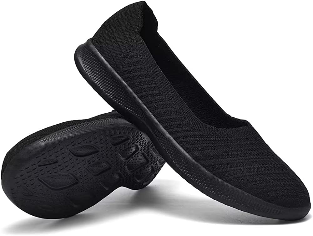 Womens Slip On Walking Shoes Breathable Mesh Casual Flats Shoes Low-Top Lightweight Loafers