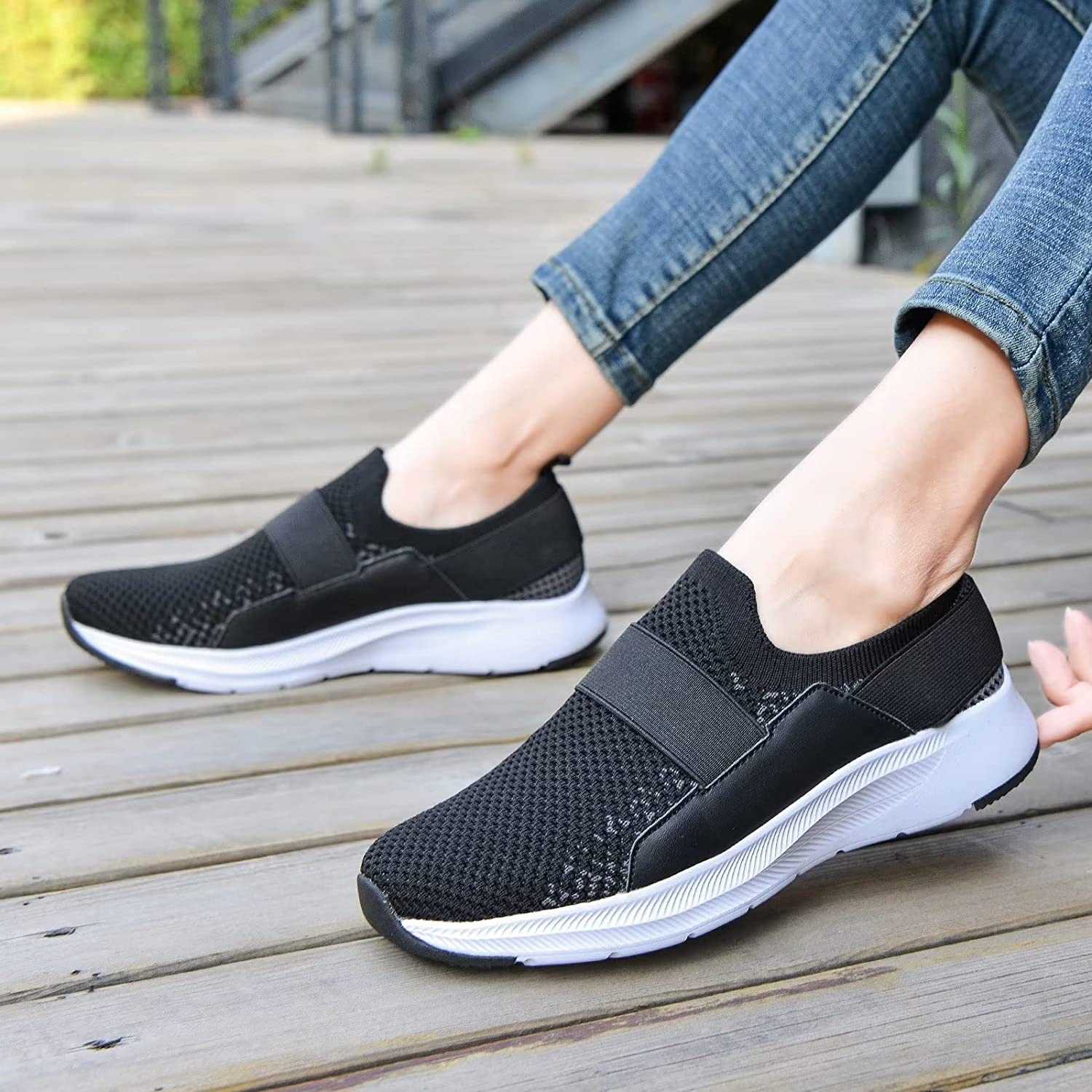 Women Casual Slip-on Walking Tenni Shoes -Comfortable Gym Running Yoga Sneaker
