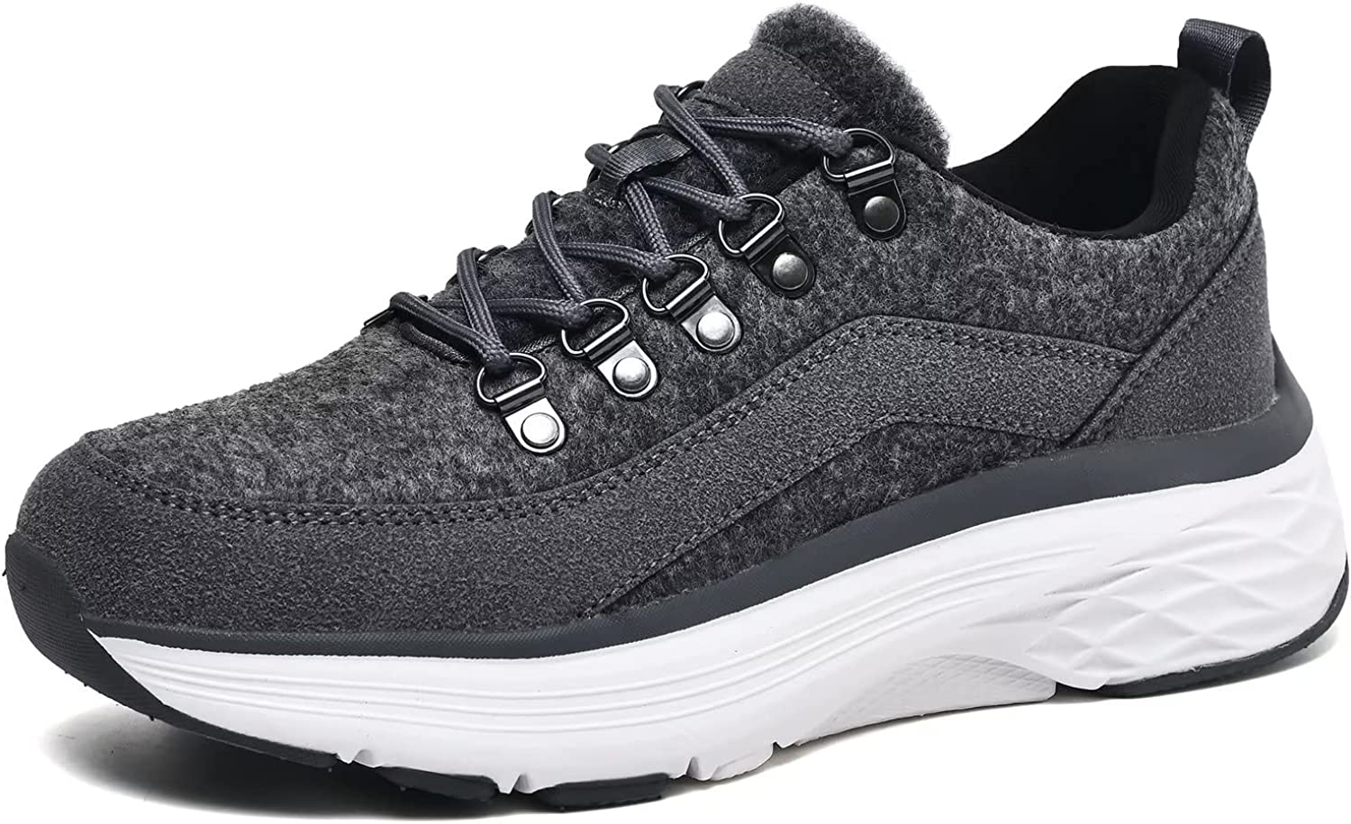 Womens Winter Walking Shoes Comfortable Non-Slip Sneaker Ladies Lace-up Warm Tennis Shoes