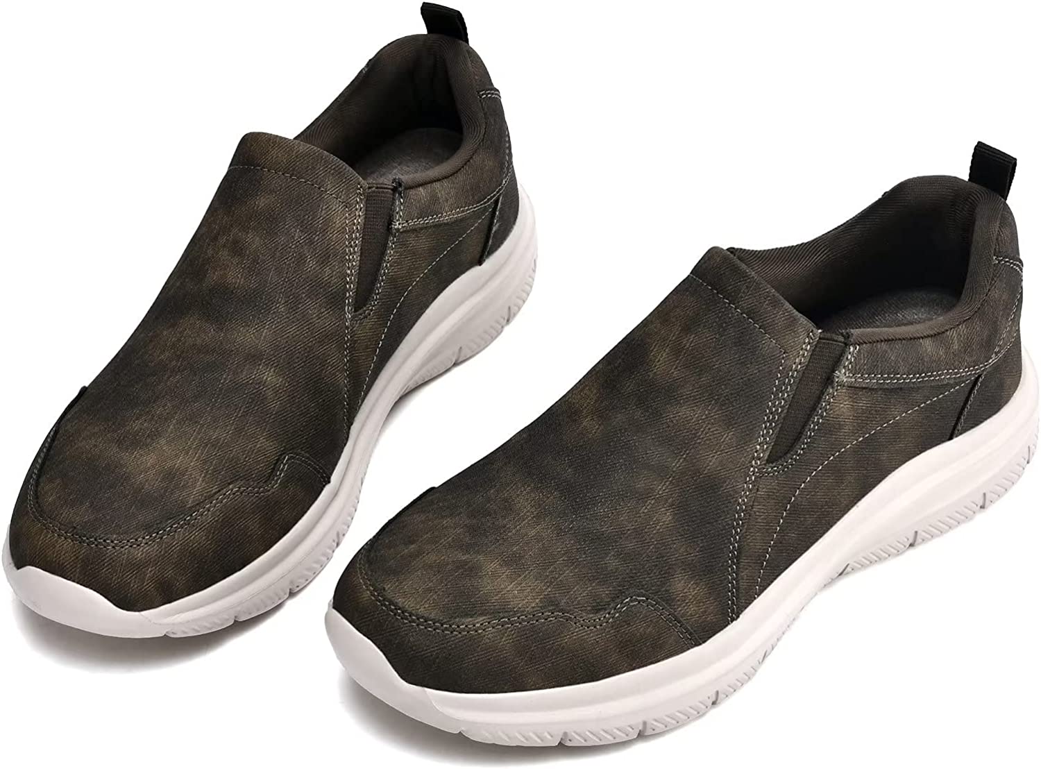 Mens Slip-on Walking Shoes Casual Loafer Comfortable Soft Daily Work Driving Flats Shoes Army Green