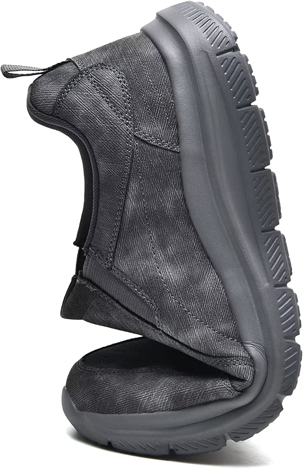 Mens Slip-on Walking Shoes Casual Loafer Comfortable Soft Daily Work Driving Flats Shoes Dark Grey